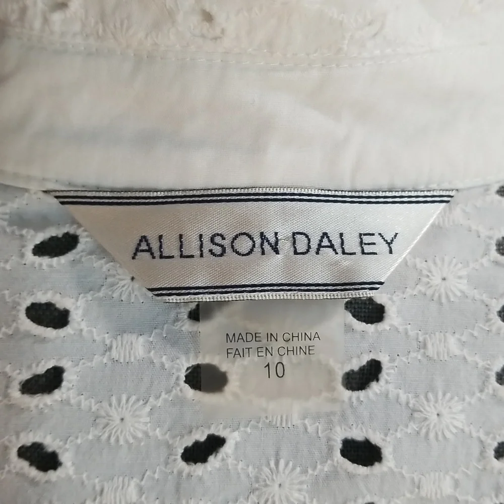 Allison Daley white eyelet jacket womens size 10 - 100% cotton - Picture 10 of 12